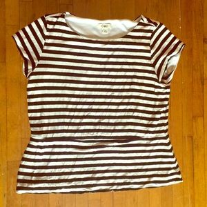 Black and White Striped Peplum Too